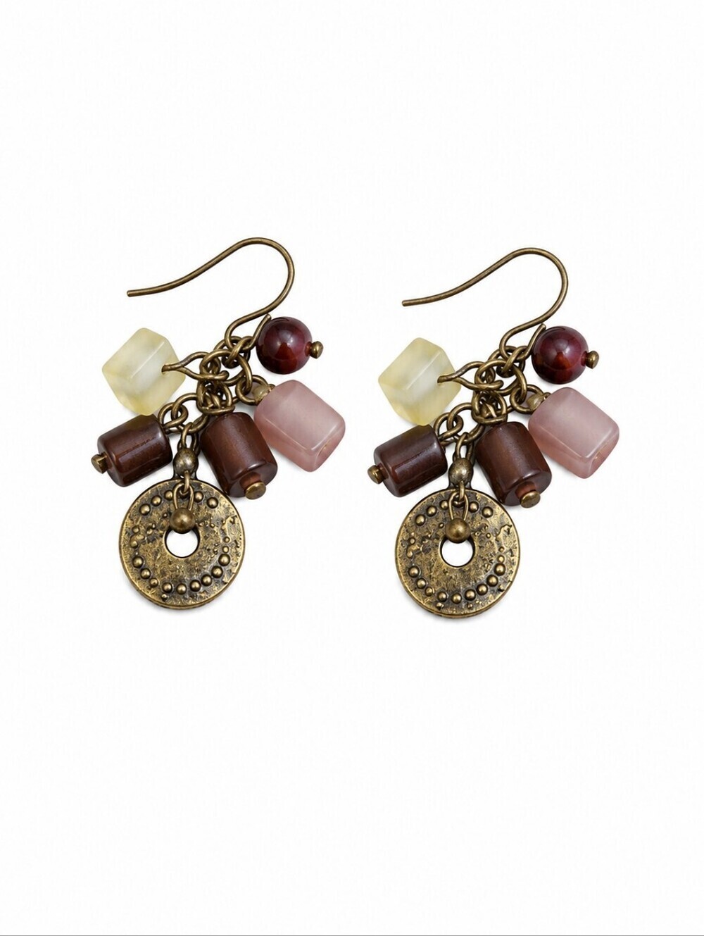 3/$30 VTG Rustic Cluster Beaded Dangle Hook Earrings